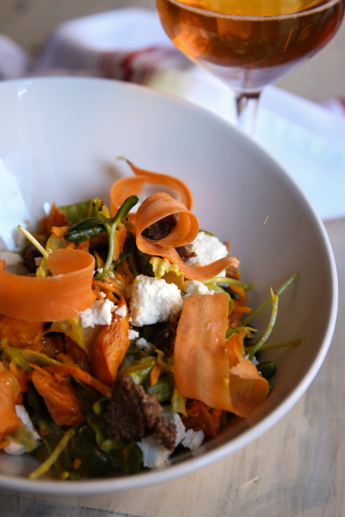 roasted carrot sprouts goat cheese salad recipe